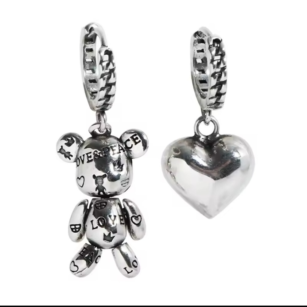 Love & Peace Harmony: Mismatched Silver Earrings - Picture 4 of 8